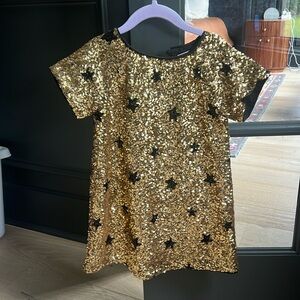 Crew Cuts (J Crew Kids) Gold Sequin Stars Dress Size 4